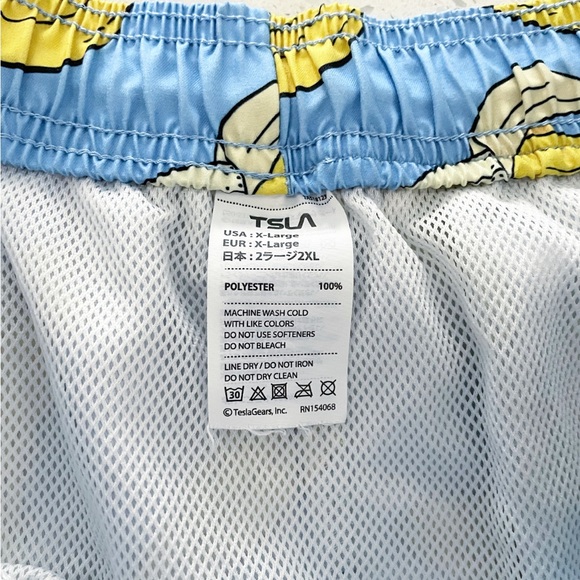 Tesla Banana Print Swim Trunks Men’s XL Blue Yellow Board Shorts Mesh Lined - Picture 3 of 4